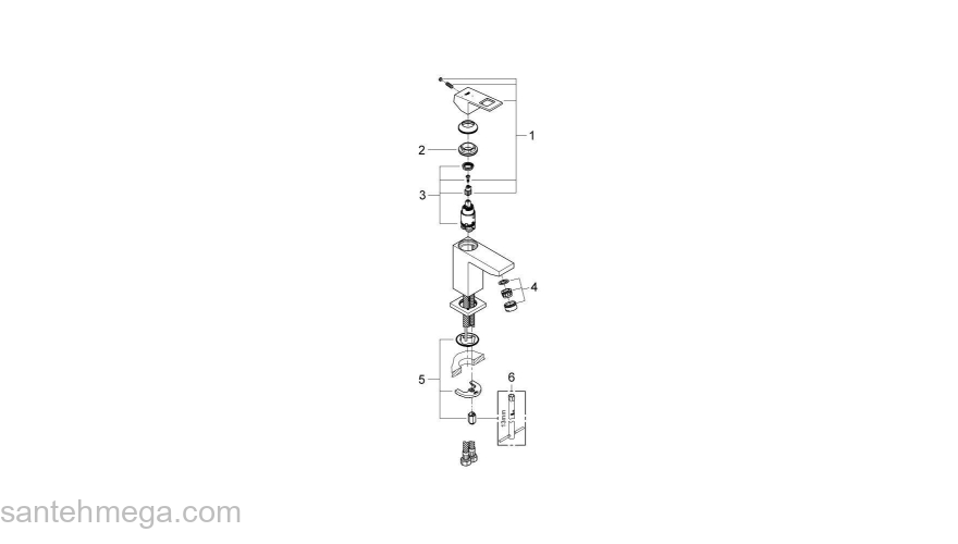 GROHE 2339200E Eurocube Смеситель однорычажный для раковины, гладкий корпус, с энергосберегающим картриджем - подача холодной воды при центральном положении рычага. Фото