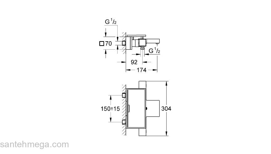 Термостатический смеситель для ванны GROHE Grohtherm Cube 34502000. Фото