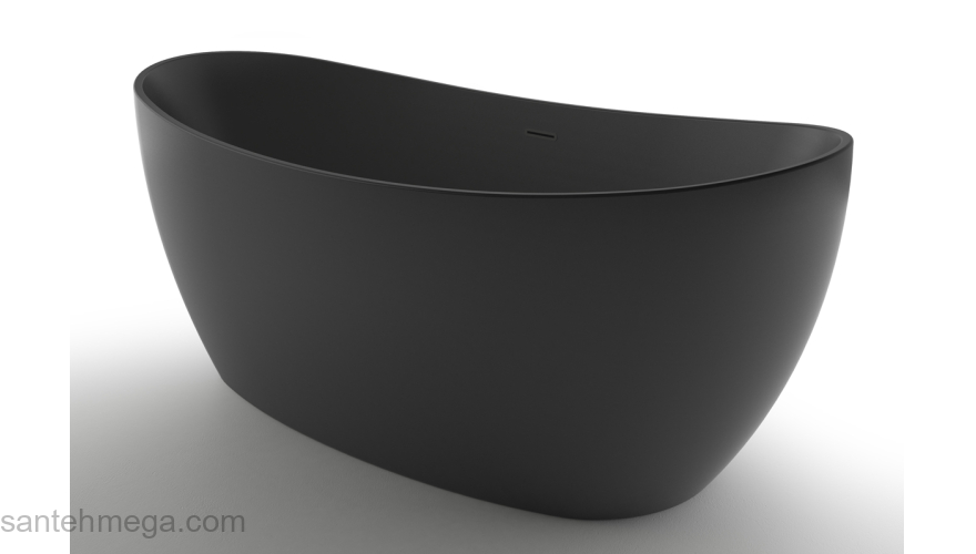 Ванна акриловая Azario GLASGOW 1660х780х665, свободностоящая, в комплекте с сифоном и металлической рамой, цвет черный GLA16778MB. Фото