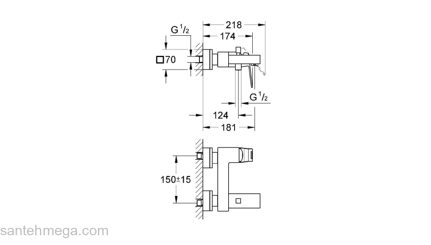 Cмеситель для ванны GROHE Eurocube 23140000. Фото