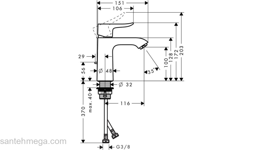 Смеситель для раковины Hansgrohe Metris 110 31080000. Фото