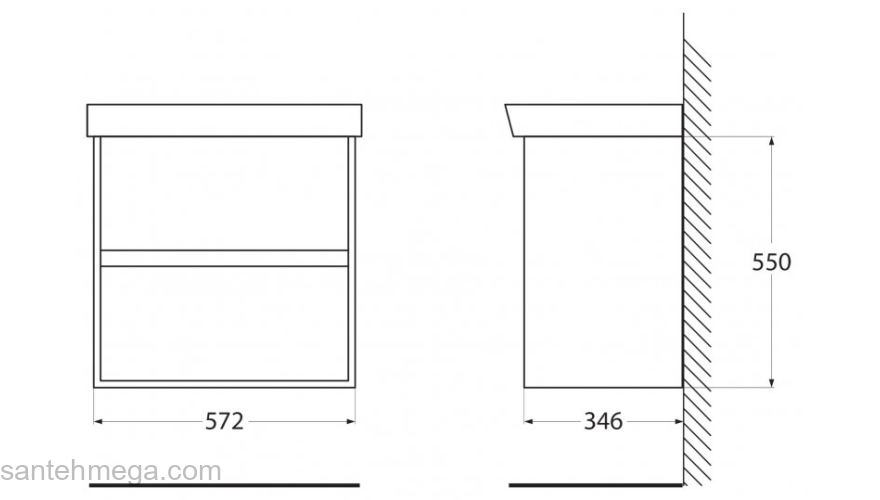 Тумба под раковину подвесная BELBAGNO NEON-600-2C-SO-PB Pino Bianco. Фото