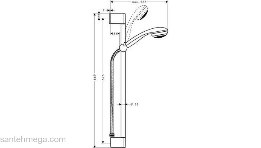 Душевой гарнитур Hansgrohe Crometta 85 65cm 1jet/Unica 27728000. Фото