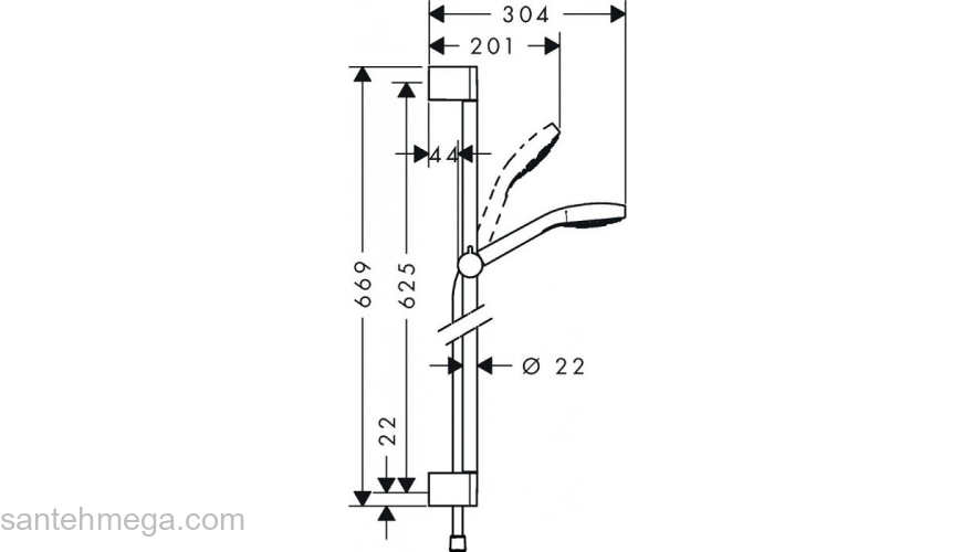 Душевой гарнитур Hansgrohe Crometta 85 Vario/Unica’Crometta 65cm 27763000. Фото