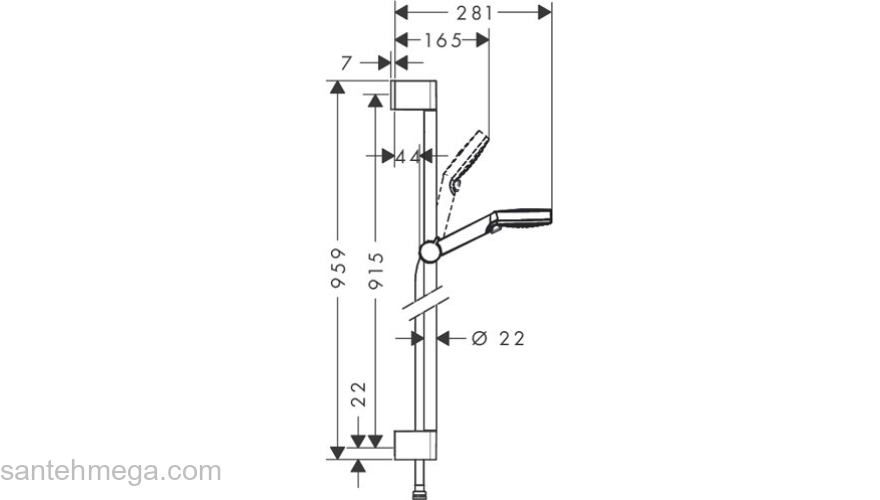 Душевой гарнитур Hansgrohe Crometta Vario 90см 26536400. Фото