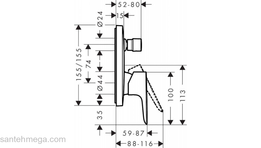 Смеситель для ванны с душем Hansgrohe Talis E 71745140. Фото