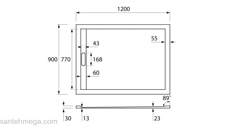 Душевой поддон из литьевого мрамора CEZARES TRAY-AS-AH-120/90-30-W. Фото