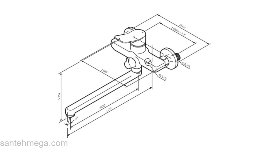 Смеситель для ванны и душа с длинным изливом AM.PM X-Joy F85A90000. Фото