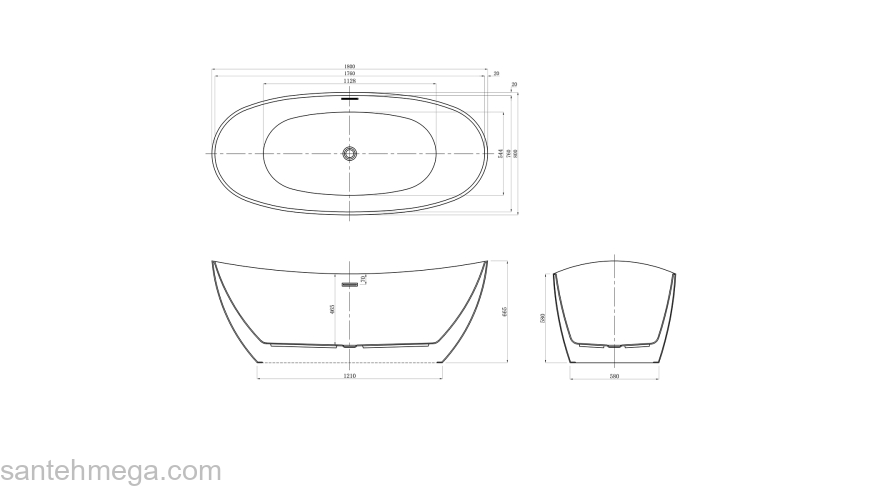 Ванна акриловая Azario GLASGOW 1800х800х665, свободностоящая, в комплекте с сифоном и металлической рамой, цвет черный GLA18080MB. Фото