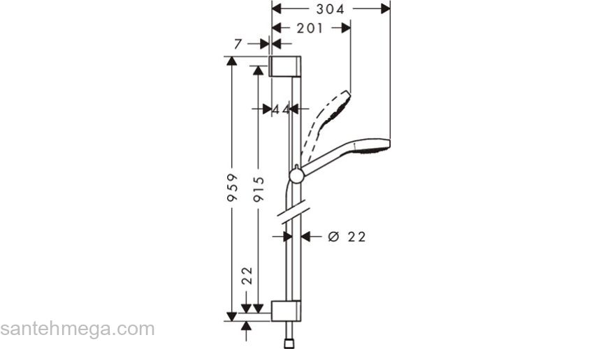 Душевой гарнитур Hansgrohe Croma Select S Multi 0.90м 26570400. Фото