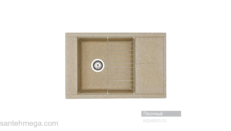 Мойка для кухни Акватон Делия 78 прямоугольная с крылом песочная 1A715132DE220. Фото