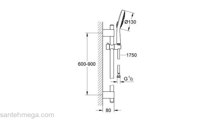 Душевой гарнитур GROHE Power & Soul 27734000. Фото