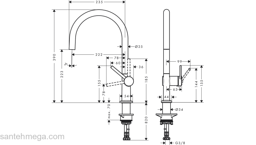 Смеситель для кухни Hansgrohe M54 Talis 220 72804000. Фото