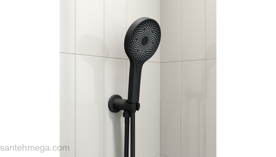 Выход для шланга с держателем для лейки черный IDDIS 003BL01i62. Фото