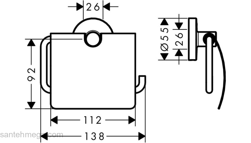 Держатель туалетной бумаги с крышкой Hansgrohe Logis Universal 41723000 для ванной комнаты. Фото