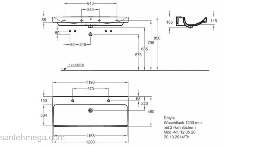 Раковина GEBERIT Smyle Square 120х48 500.253.01.1. Фото