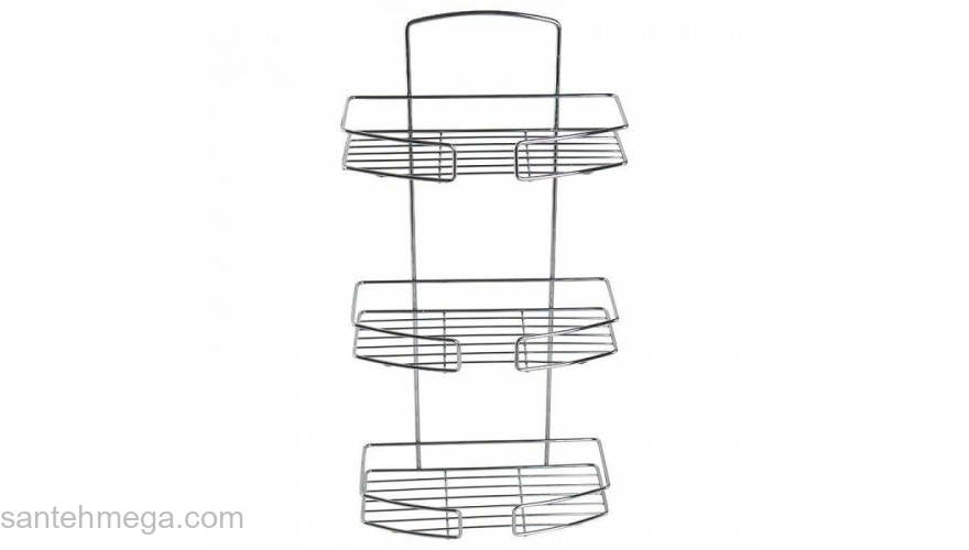 Полка трехъярусная прямая проволока стальная 13 Milardo 013W030M44 для ванной комнаты. Фото