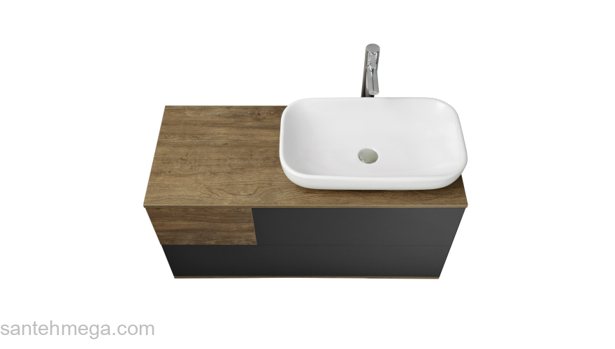 Тумба под раковину подвесная AQUATON Терра 105 Дуб Кантри/Антрацит 1A246901TEKA0. Фото