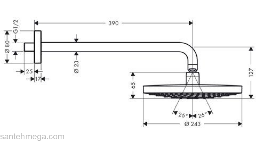 Верхний душ Hansgrohe Raindance Select 2jet белый/хром 26466400. Фото