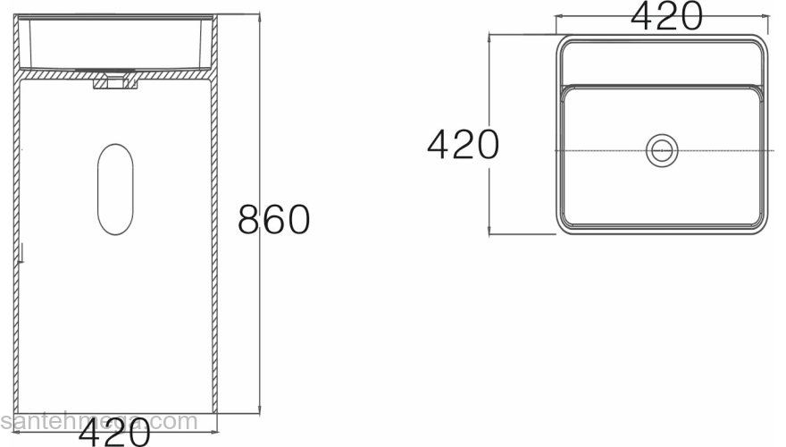 Раковина NS BATH NSF-4242G (глянцевая) 42х42. Фото