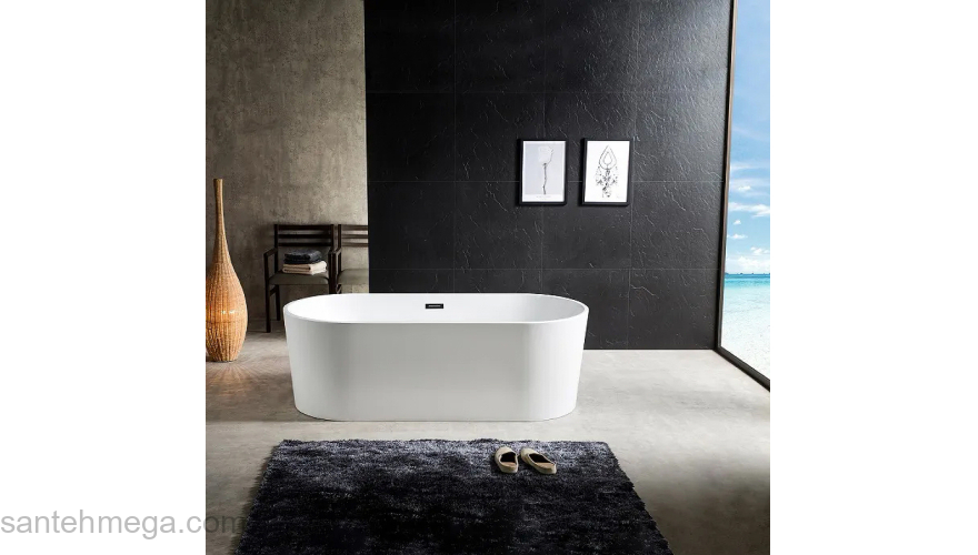 Ванна акриловая Azario BRISTOL 1700х800х580, свободностоящая, в комплекте с сифоном и металлической рамой, BRI17080. Фото