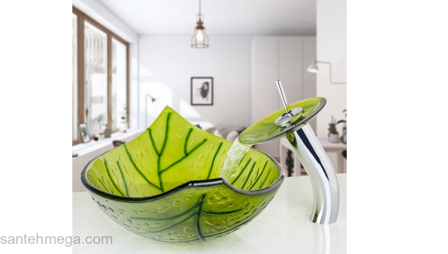 Раковина накладная стеклянная 55х36 Bronze De Luxe 140186. Фото