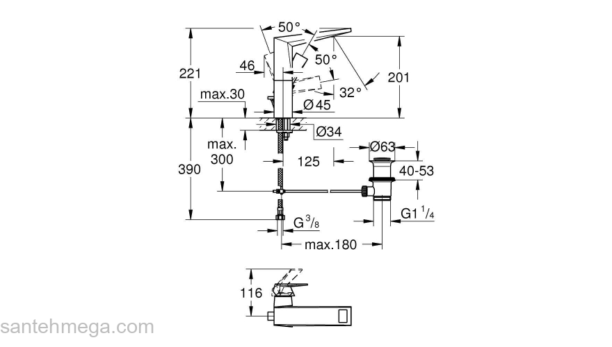 Смеситель для раковины Grohe Allure Brilliant 23109000. Фото