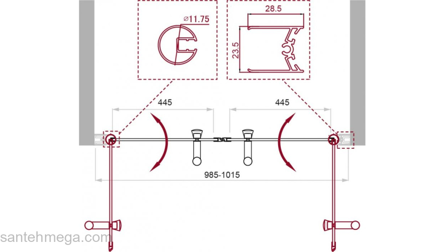 Душевая дверь BELBAGNO UNO-B-2-100-CH-Cr. Фото