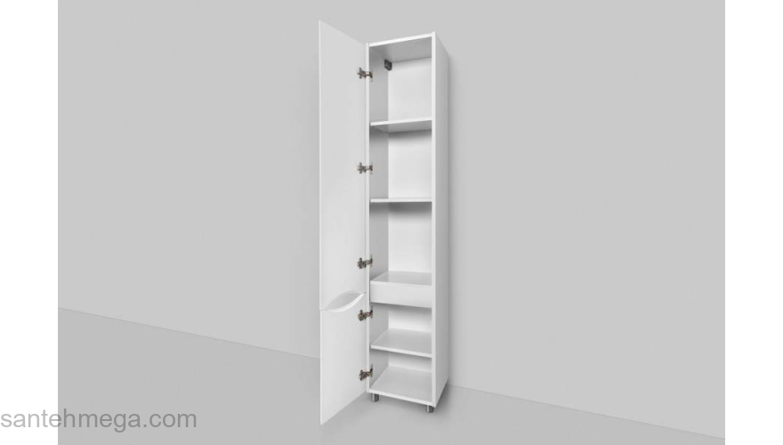 Шкаф-пенал напольный 35 см, левый, белый глянец AM.PM Like M80CSL0356WG. Фото