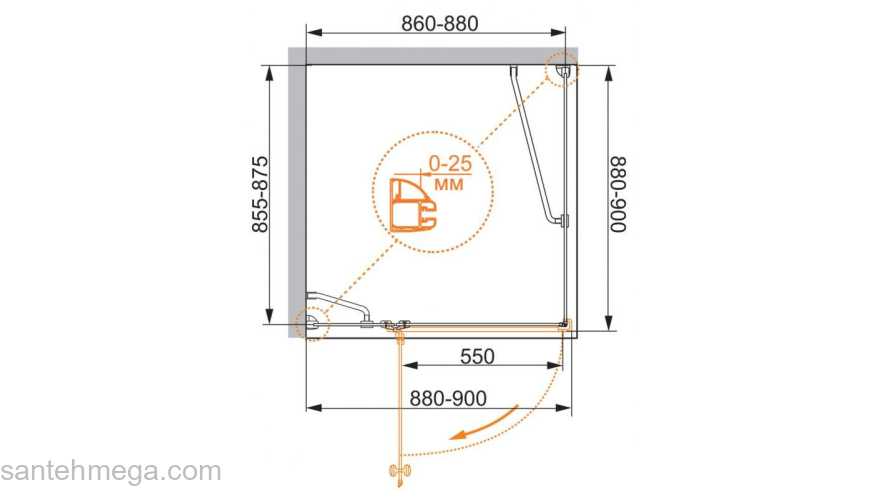 Душевой угол CEZARES Verona VERONA-W-A-1-90-P-Cr-L. Фото