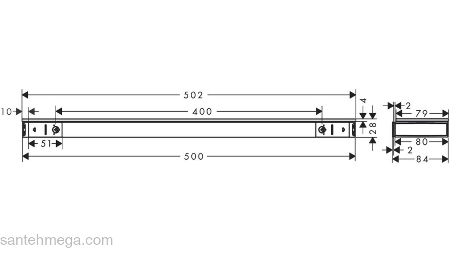 Полка Hansgrohe Rainfinity Shelf 500 26844700, хром для ванной комнаты. Фото