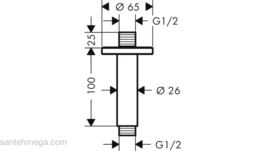 Потолочное подсоединение 100 мм Hansgrohe Vernis Blend 27804670 черный. Фото