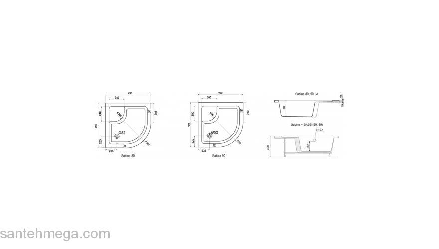 Панель для душевого поддона RAVAK Sabina 90 A917001020. Фото