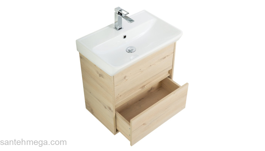 Тумба под раковину подвесная BELBAGNO NEON-500-2C-SO-PB Pino Bianco. Фото