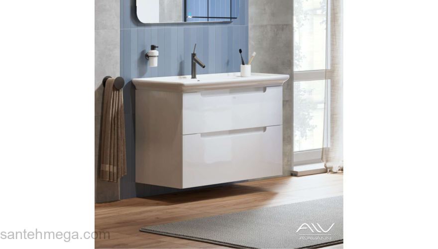 Тумба подвесная с раковиной ALAVANN Berta 105. Фото