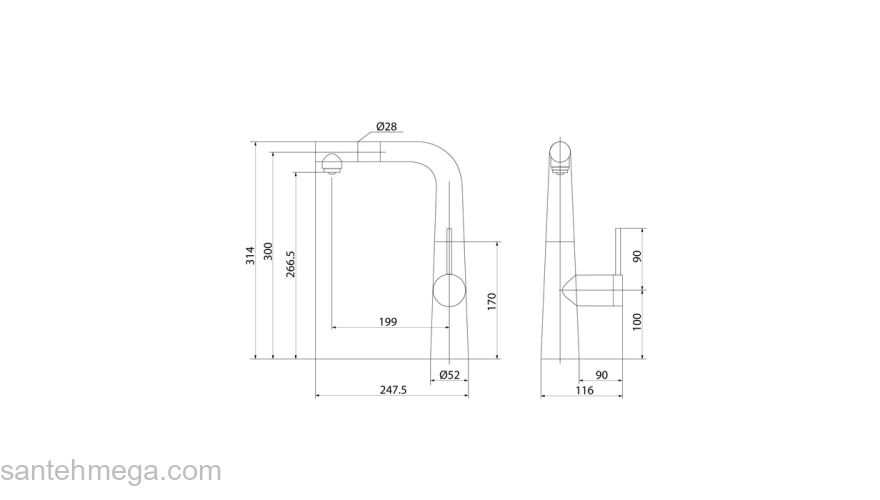 Смеситель для кухни с фильтром и выдвижным изливом черный матовый Pure IDDIS PURBLPFi05. Фото