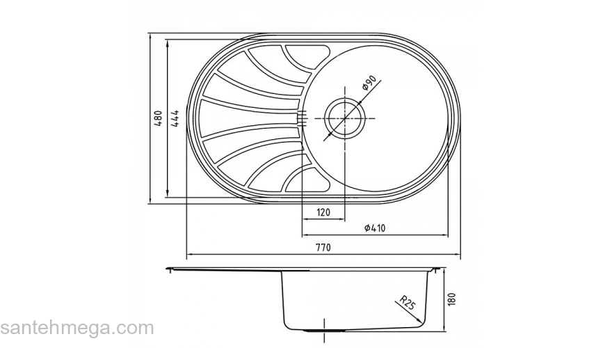 Мойка с сифоном арт. S11UPS0i84 нерж. сталь шелк 770*480 Suno S IDDIS SUN77SDi77S. Фото