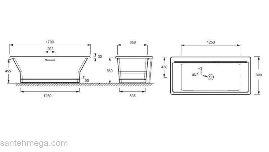 Ванна чугунная JACOB DELAFON Reve 170х80 E16497-00. Фото