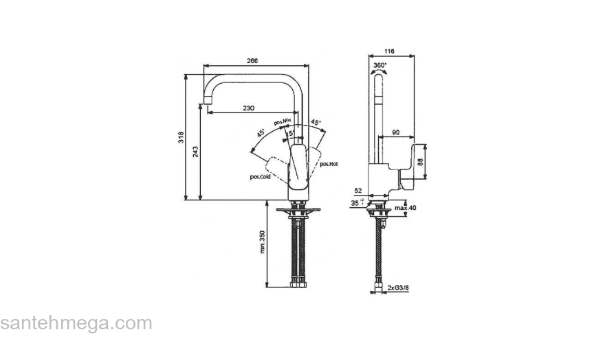 Смеситель для кухни IDEAL STANDARD Ceraplan III B0725AA. Фото