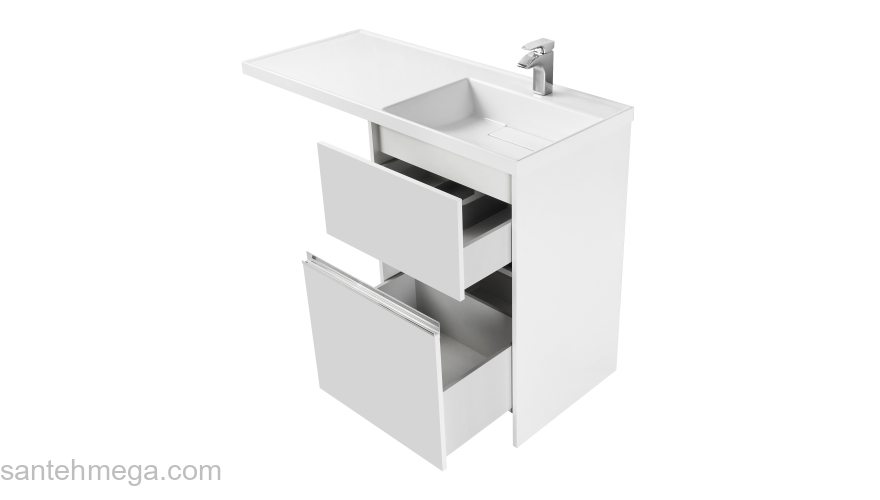 Тумба под раковину для стиральной машины AQUATON Лондри 60 Белый Глянцевый 1A235901LH010. Фото