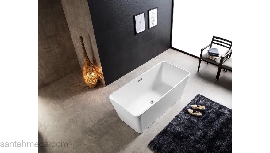 Ванна акриловая Azario LINCOLN 1690х800х580, свободностоящая, в комплекте с сифоном и металлической рамой LIN17080. Фото