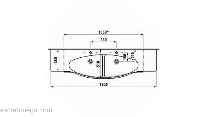 Раковина двойная LAUFEN Palace 180х51 с полотенцедержателем 8.1470.8.000.104.1. Фото