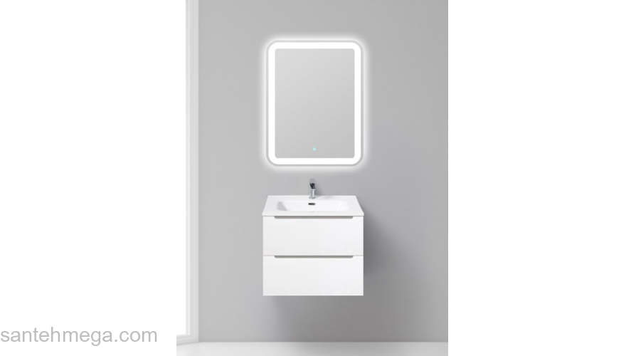 Тумба под раковину подвесная BELBAGNO ETNA-600-2C-SO-BL-P Bianco Lucido. Фото