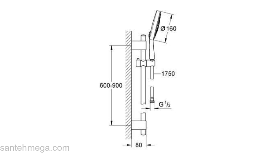 Душевой гарнитур GROHE Power & Soul 27746000. Фото