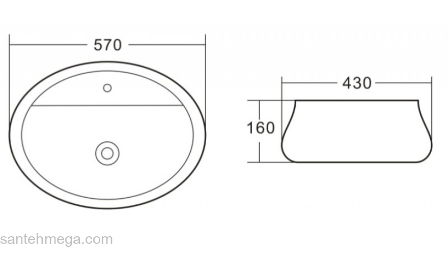 Раковина накладная BELBAGNO 57х43 BB1399. Фото