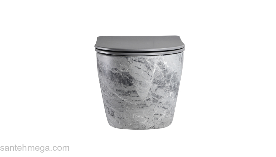 Унитаз подвесной безободковый EVA GOLD EG505Gray Серый Мрамор. Фото