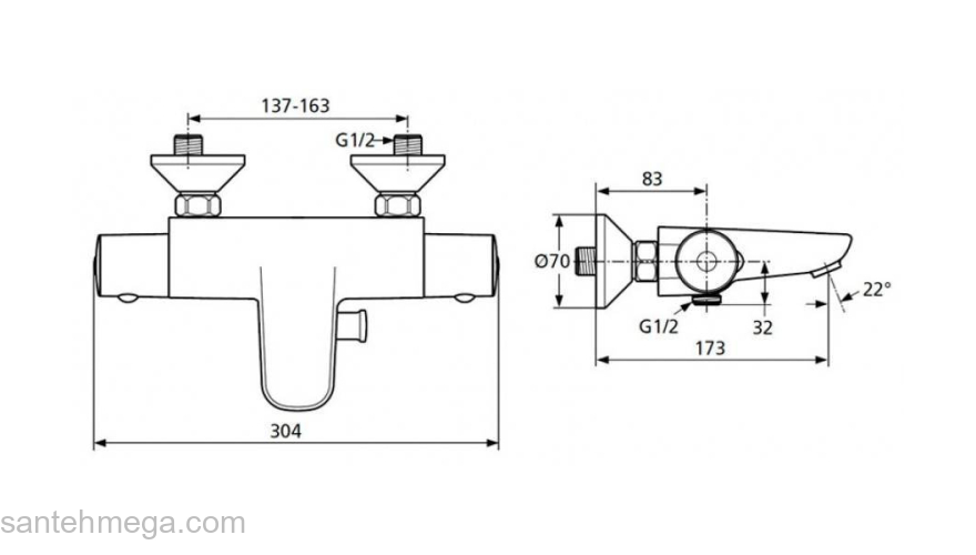 Смеситель для ванны IDEAL STANDARD Ceratherm 50 A5550AA. Фото