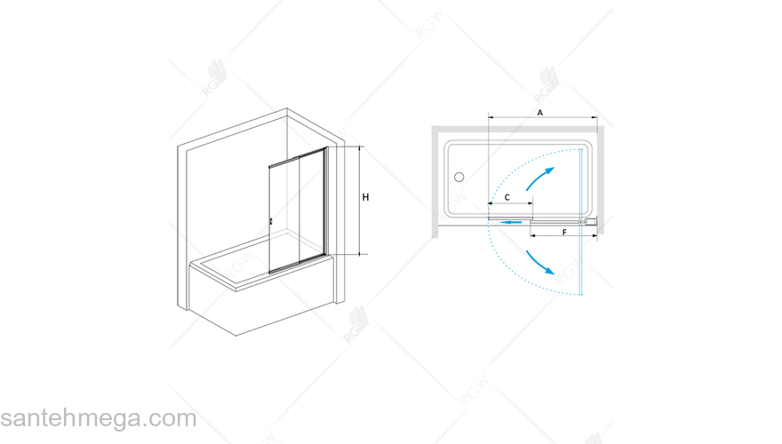 Шторка на ванну RGW SCREENS SC-40 03114010-11 100 см. Фото