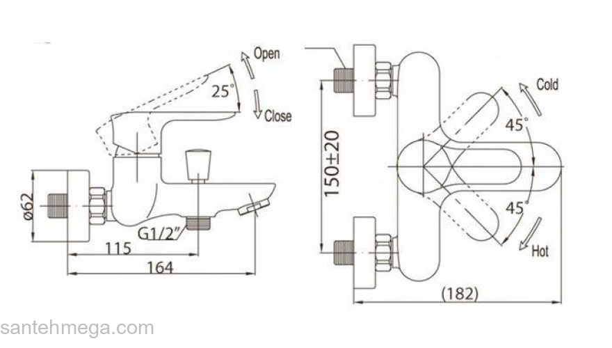 Смеситель для ванны/душа BELBAGNO Reno REN-VASM-CRM. Фото