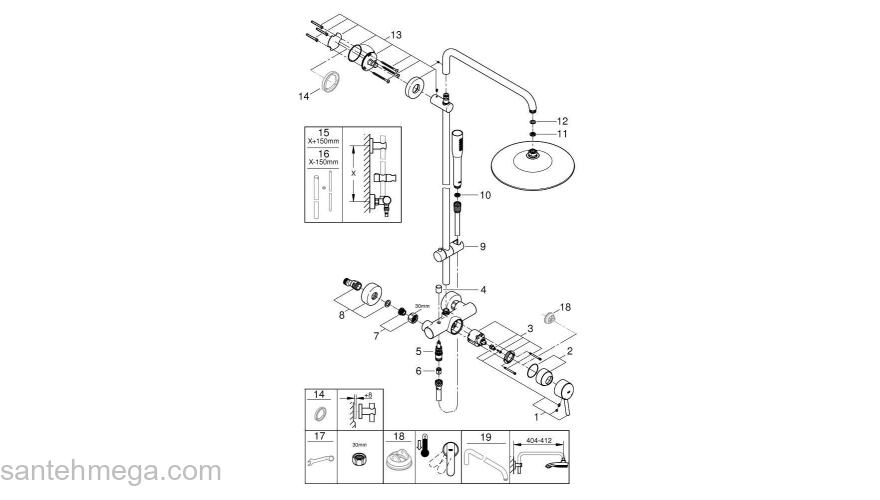 GROHE 23061002 Euphoria 260 Concetto Душевая система со смесителем для душа, 9.5 л/мин. Фото